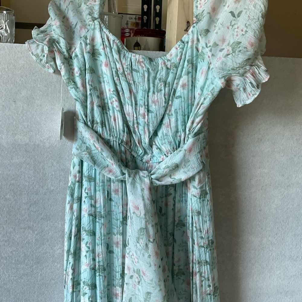 Altar'd State Floral High Low Dress - Green and Pink - Picture 5 of 10